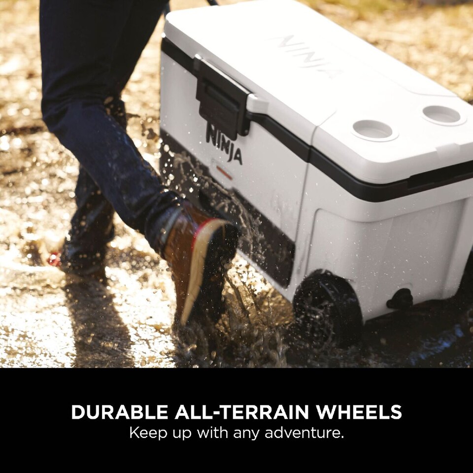 image 1 of Ninja FrostVault 65QT/61L Wheeled Cooler with Dry Zone, Cloud White FB265EUUKWH