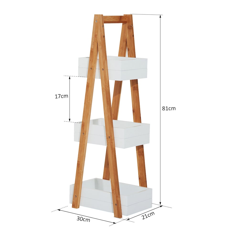 image 1 of HOMCOM 3 Tier A Frame Bathroom Shower Caddy Storage Unit Shelving Organizer