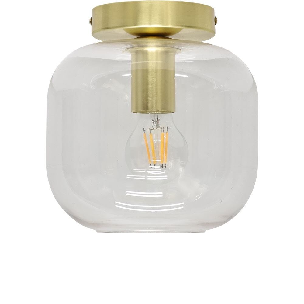 First Choice Lighting Bletch - Clear Glass Satin Brass Ceiling Light Fitting