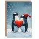 image 1 of Gentoo Penguins Couple Love Heart Blank For Him Or Her Art Xmas Festive Christmas Card