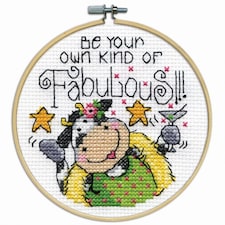 Design Works Fabulous with Hoop Counted Cross Stitch Kit, 10cm x 10cm