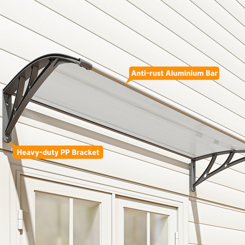 image 1 of Outsunny Door Canopy Outdoor Awning Rain Shelter for Window Porch, Grey | Green