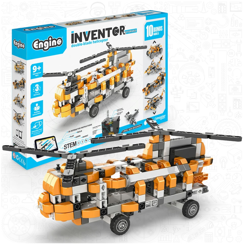 image 1 of Engino INVENTOR MOTORIZED Double blade helicopter with 10 bonus models