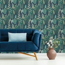 Sublime Arty Leaves Blue Wallpaper Blue | Blue