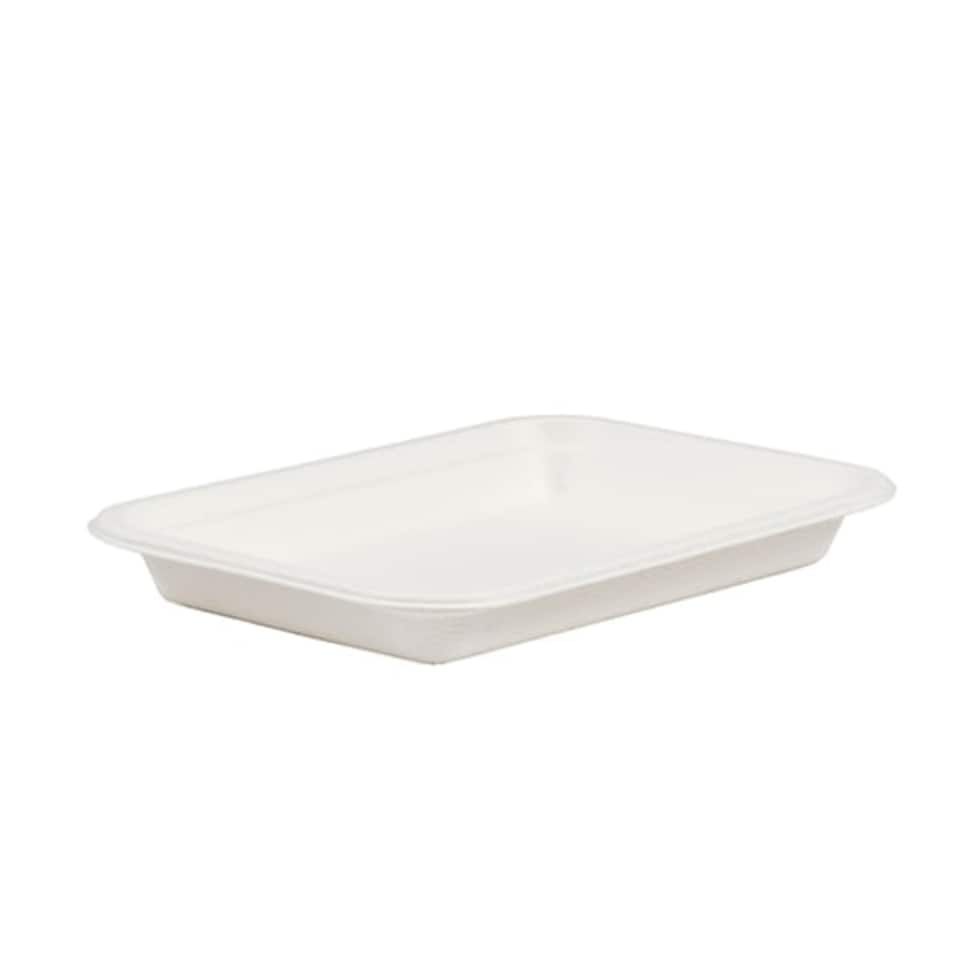White Compostable Bagasse Chip Takeaway Trays 18cm - Pack of 25