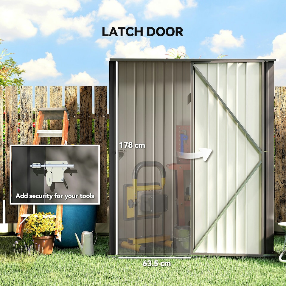 image 1 of Outsunny Outdoor Storage Shed w/ Lockable Door for Garden, Light Grey 
