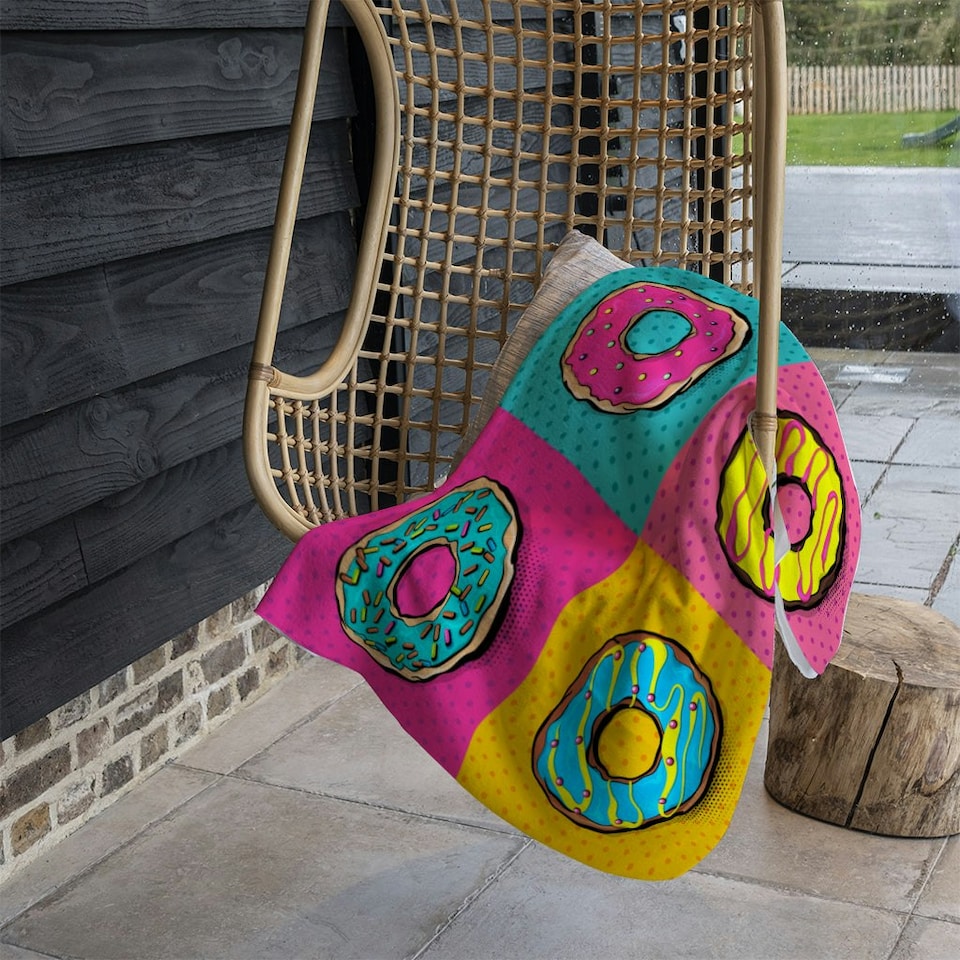 image 1 of Set doughnut sweet food, donut cartoon pop art style (Blanket)