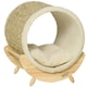 image 1 of PawHut Raised Kitten Bed Pet Shelter w/ Scratcher Cushion, Beige 41 x 38 x 43 cm