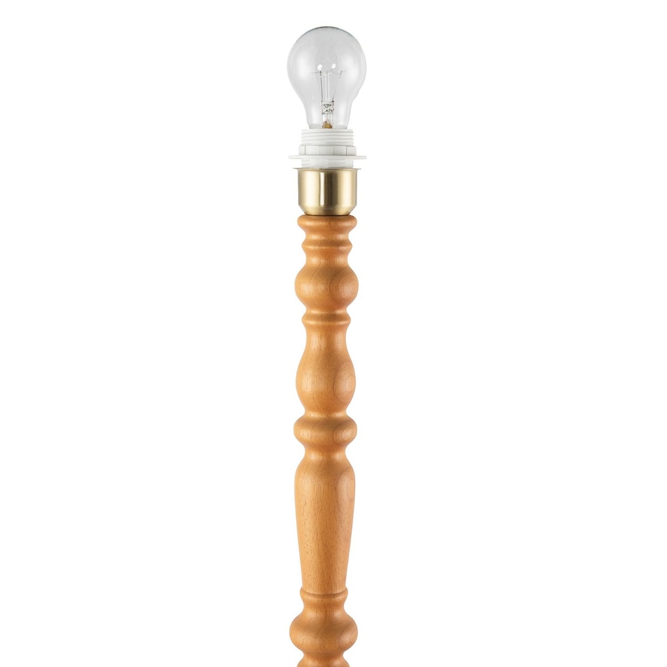 image 1 of Classic Oak Wooden Standing Floor Lamp Base with Intricate Pole Design