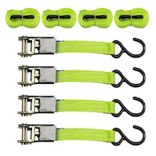 25MM Ratchet Straps 5 Metre 0.67 Ton x4 (800KG 5M Tie Down High Visibility S Hook)