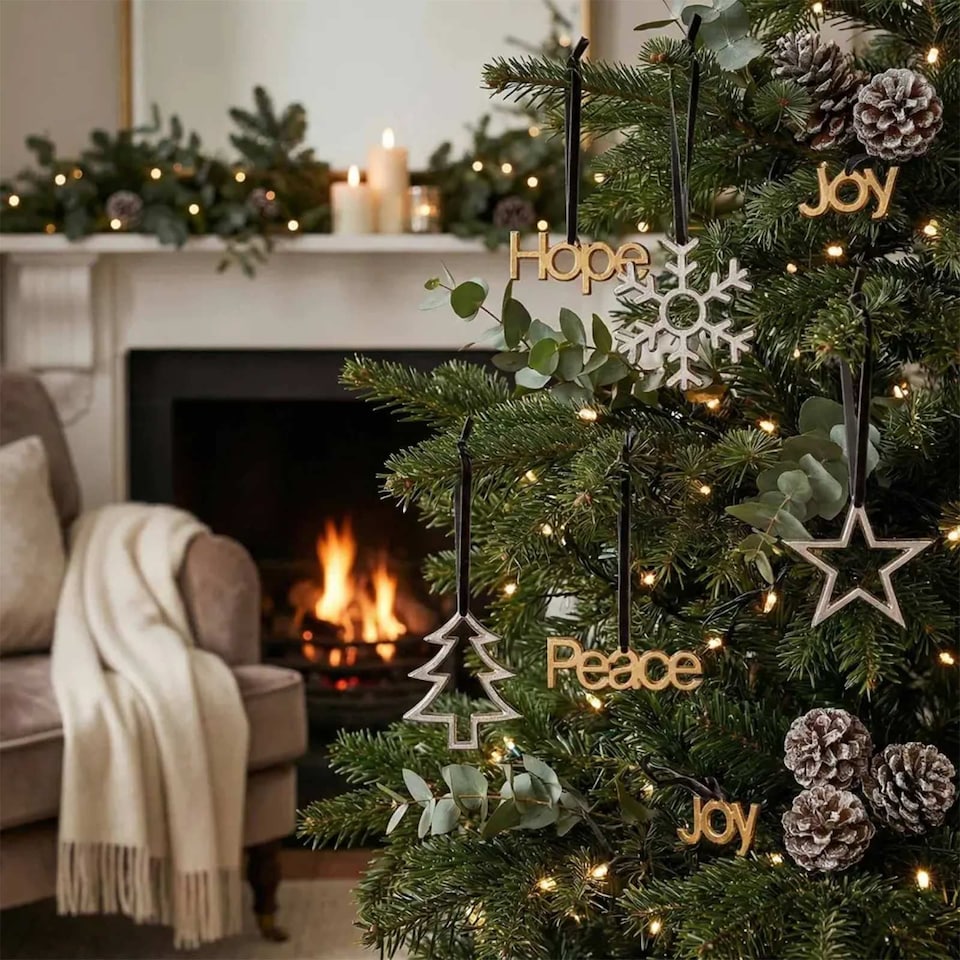 image 1 of Homescapes Set of 12 Gold and Silver Christmas Tree Decorations