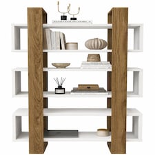 Decorotika Reina Bookcase 3-tier H 150 cm x W 90 cm x D 33 cm | Multi | White and Walnut | 1