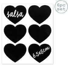 Nicola Spring Heart Glass Storage Jar Labels - 6.5 x 5cm - Black - Pack of 6