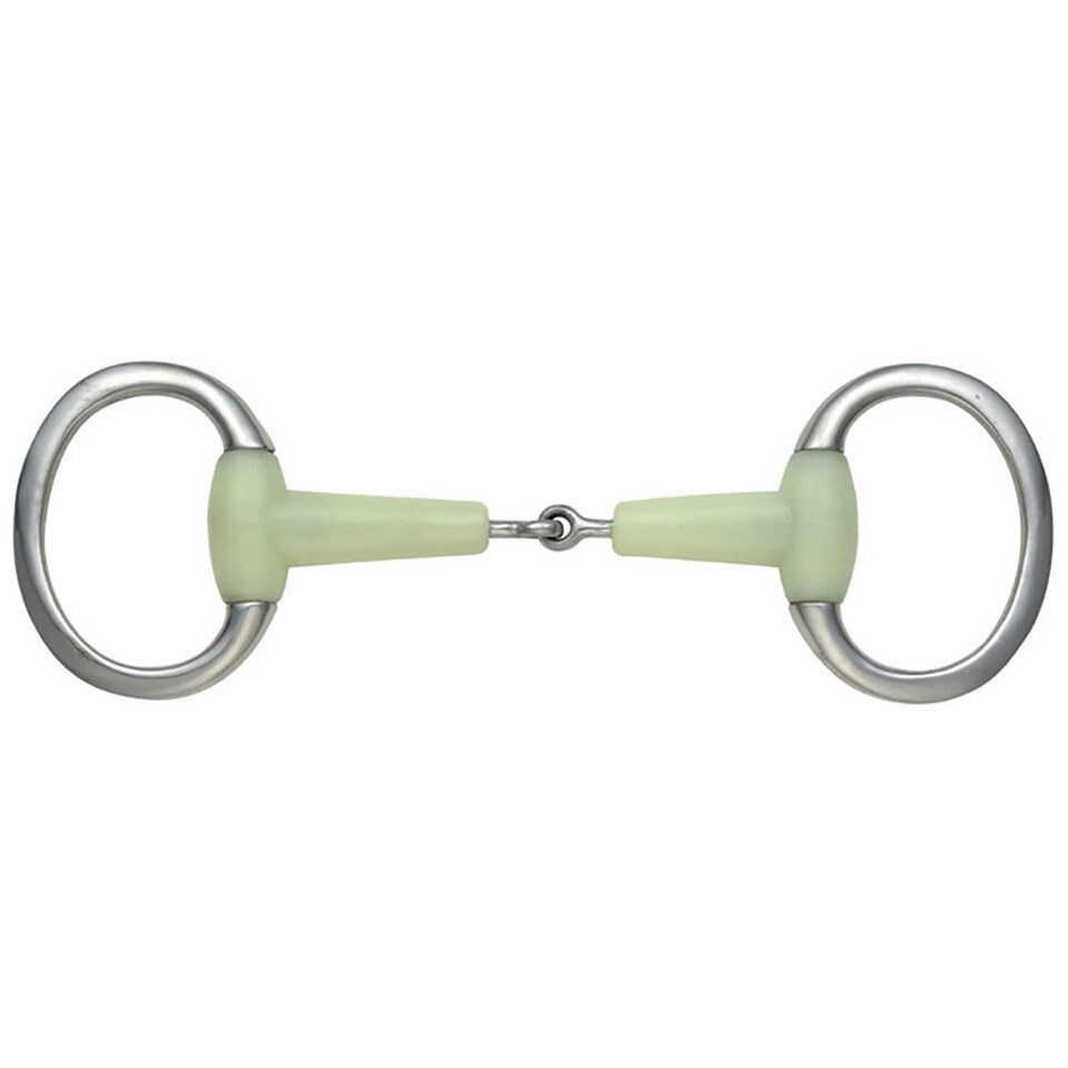 Shires Equikind Flat Jointed Horse Eggbutt Snaffle Bit - Pale Green - 4.5in