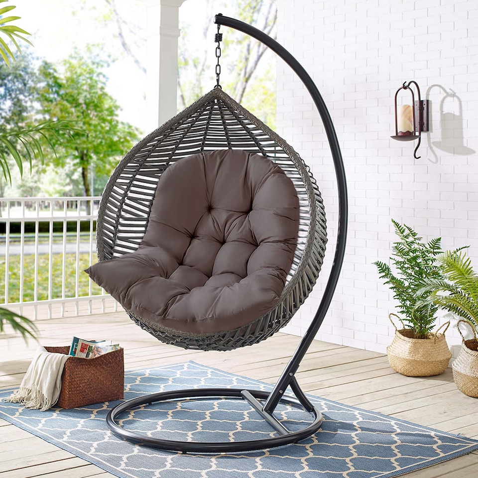 image 1 of Living and Home Thick Hanging Egg Swing Chair Cushion - Dark Grey | Grey | Dark Grey