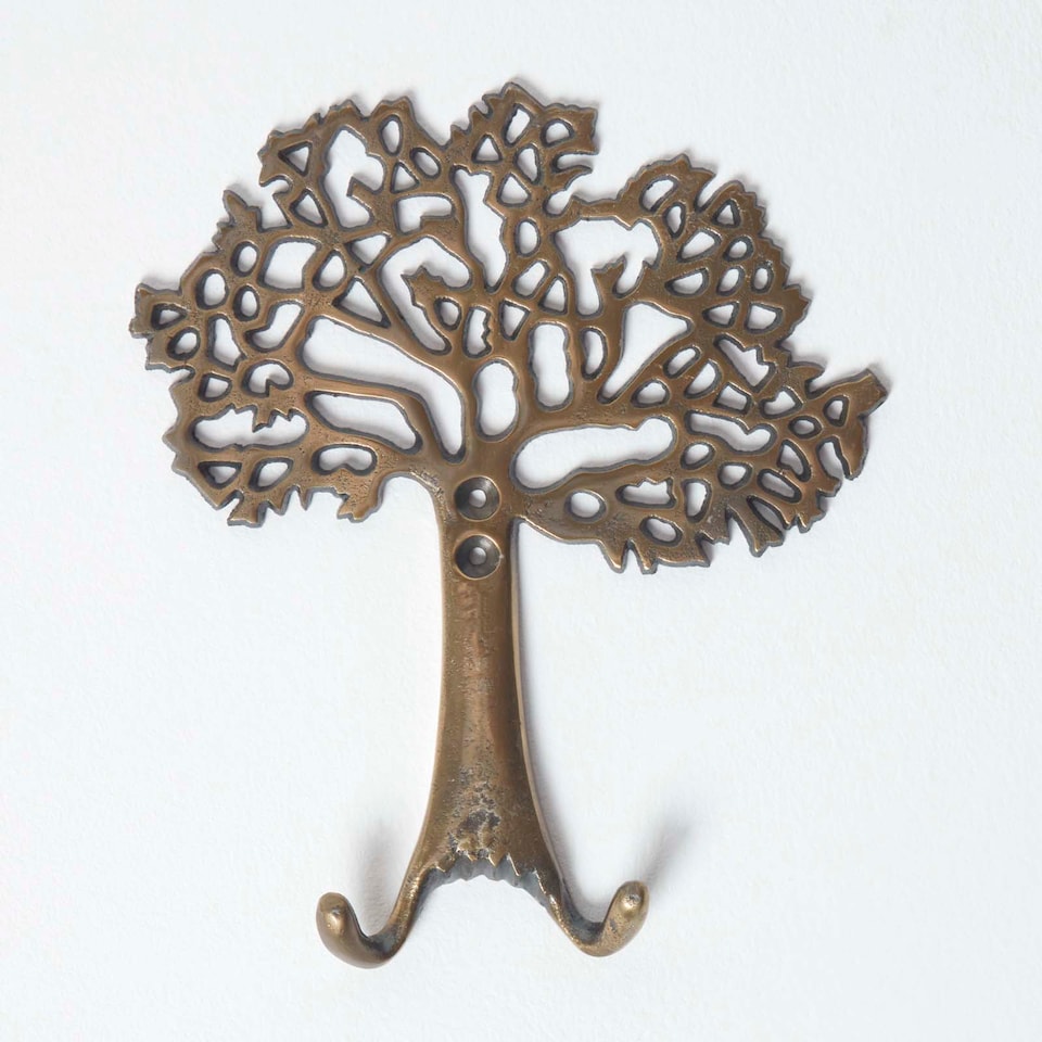 image 1 of Homescapes Gold Tree of Life Wall Mounted Coat Hook