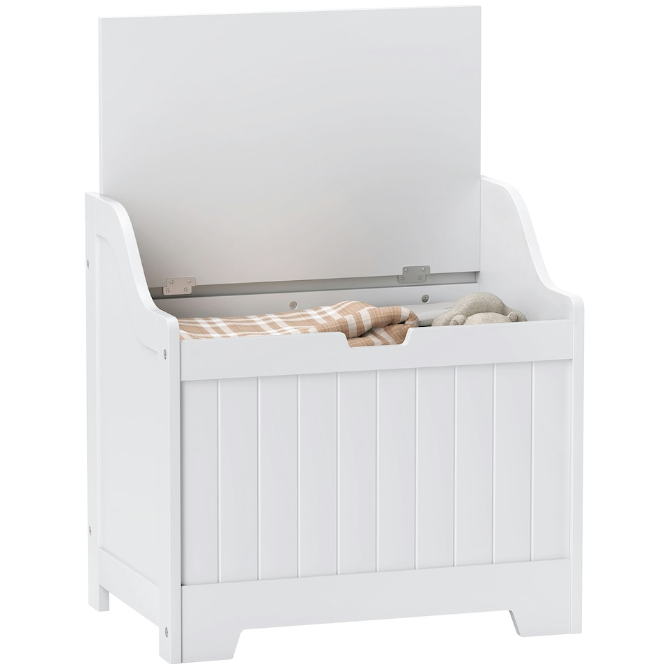 image 1 of HOMCOM Storage Trunk with Safety Hinge for Living Room, 56.4cm Grey