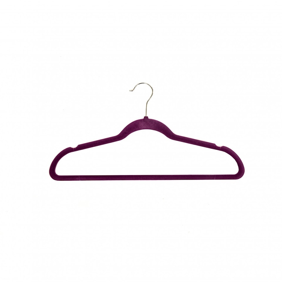 image 1 of Pack of 20 Purple Non-Slip Space Saving Velvet Clothes Garment Coat Suit Hangers