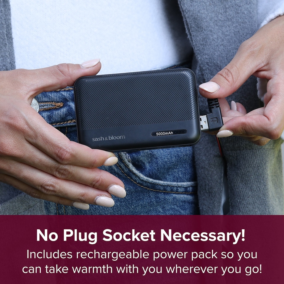 image 1 of Sash & Bloom 2-in-1 Heated Scarf with Heated Pockets and Rechargeable Battery Pack