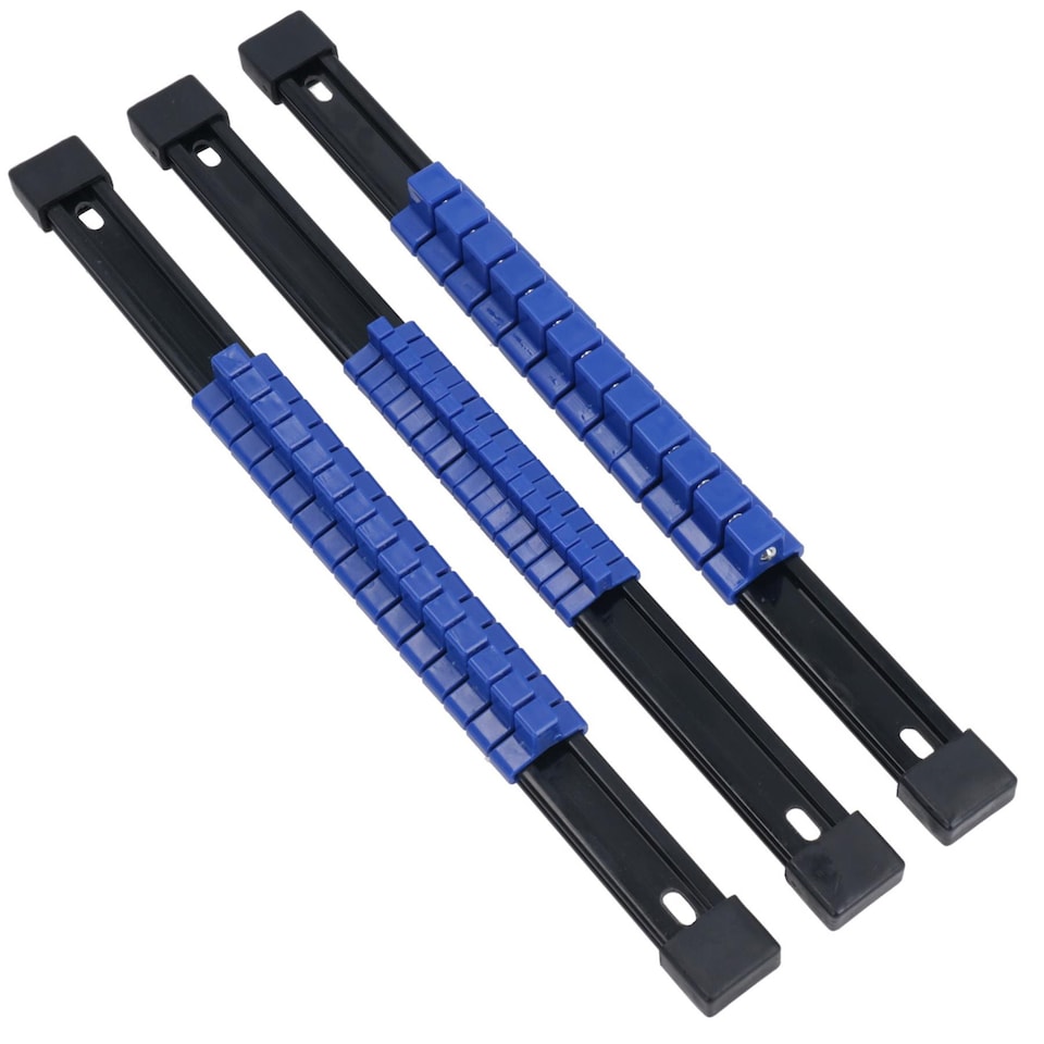 image 1 of Socket Storage Rails Plastic Holder Organiser Rails 1/4in 3/8in + 1/2in 6pc Set