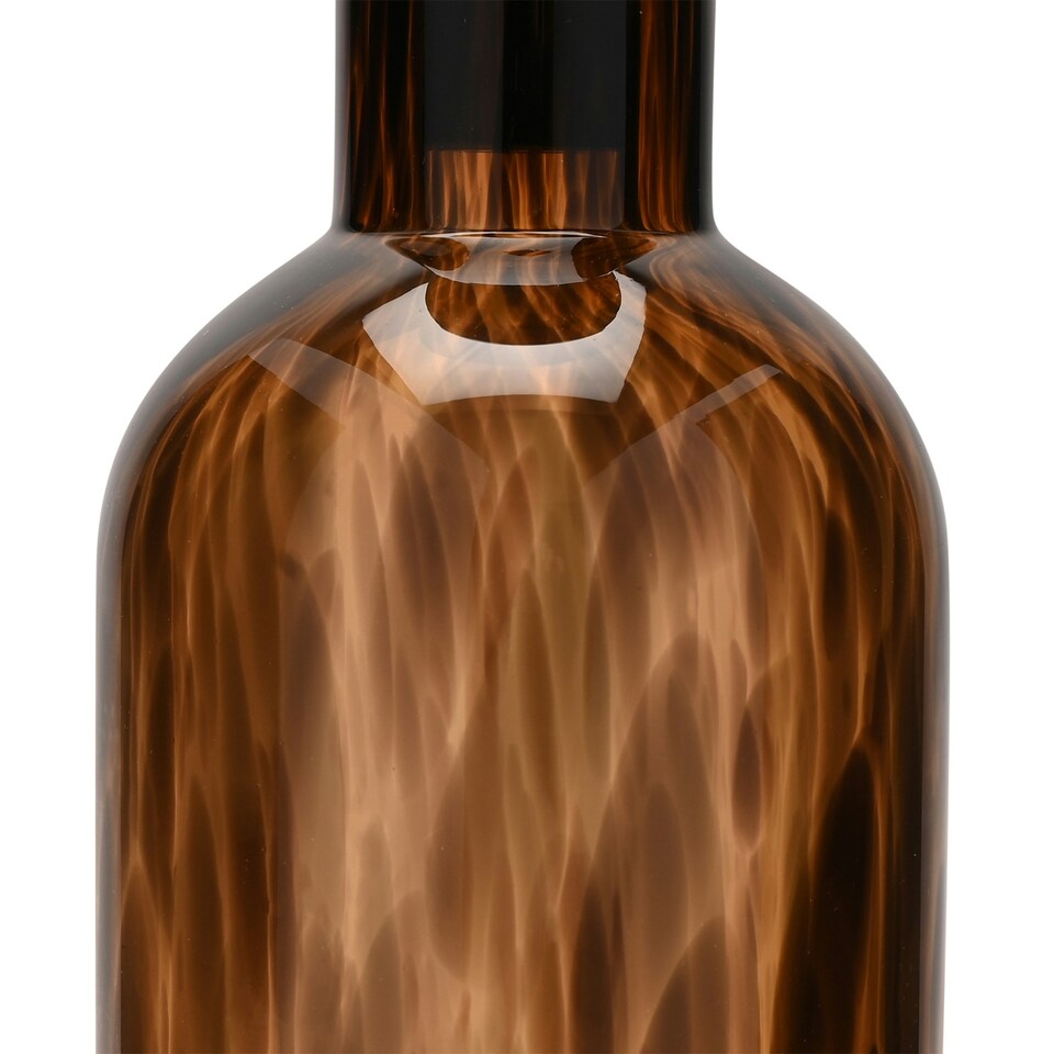 image 1 of Hestia Tall Glass Bottle Shaped Ornament  - Mocha Brown