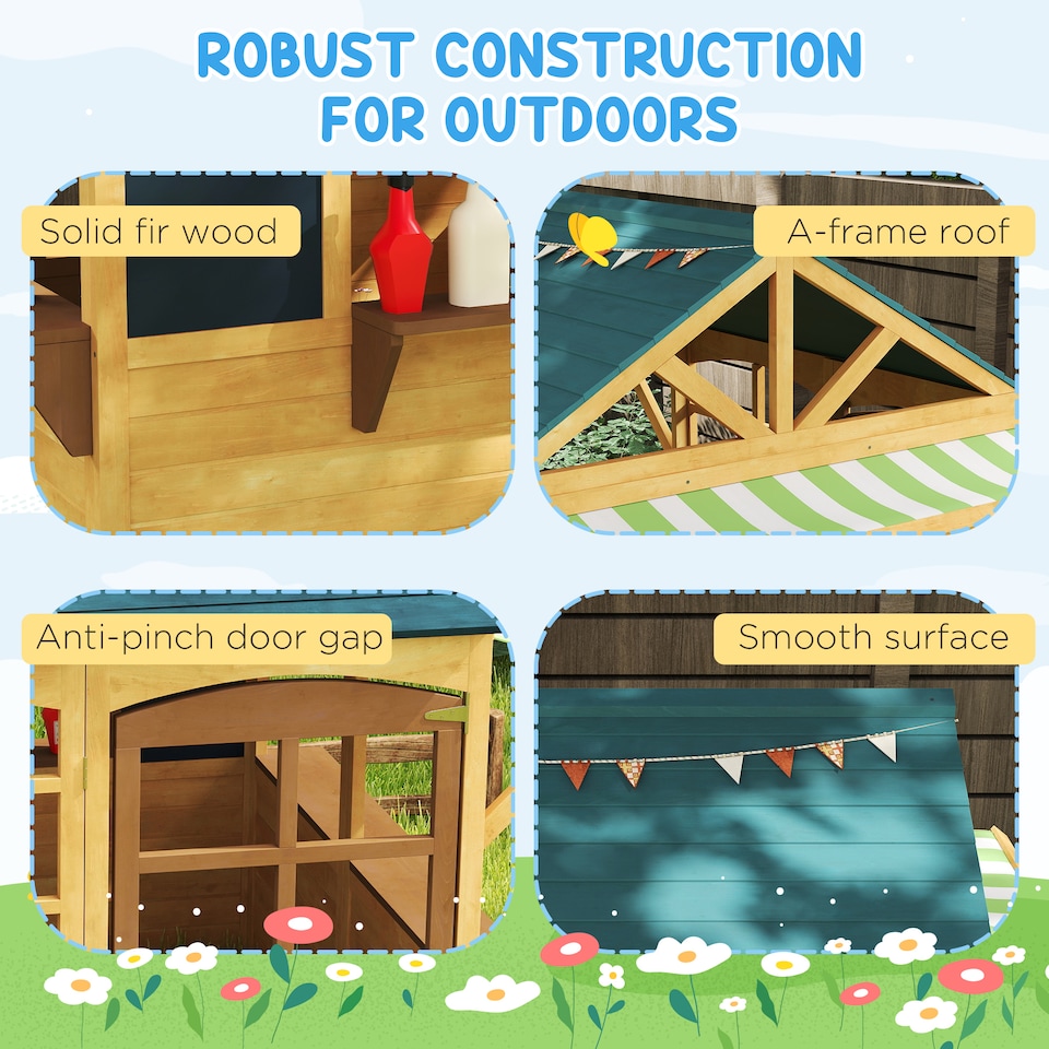 image 1 of AIYAPLAY Wooden Playhouse for Kids Outdoor, Foldable Wendy House, Brown
