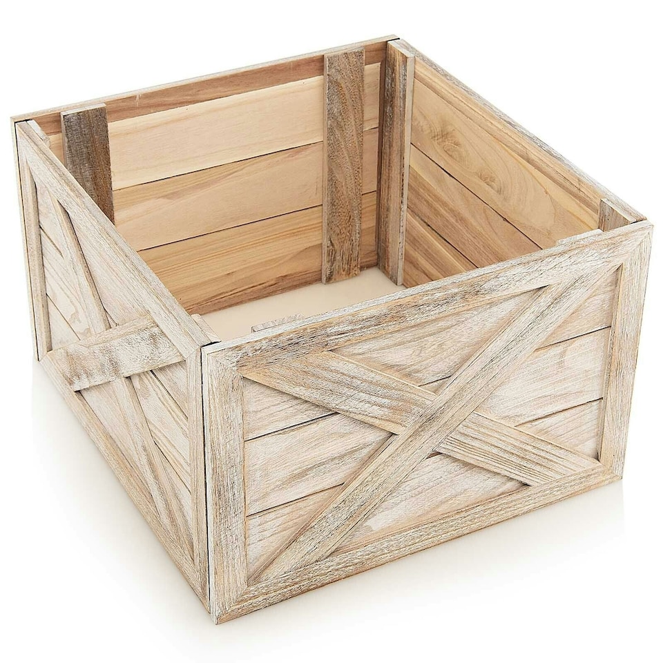 image 1 of COSTWAY Christmas Tree Collar Box Wooden Tree Box Stand Brown | One Size