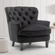 image 2 of Velvet Black Buttoned Ava Accent Chair