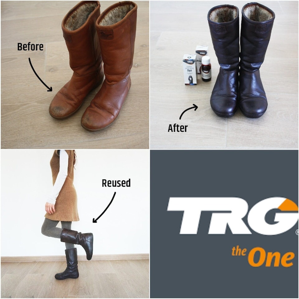 image 1 of TRG Leather Shoe Dye - Permanent Colour Restoration for Shoes and Boots 50ml | Brown | Dark Brown