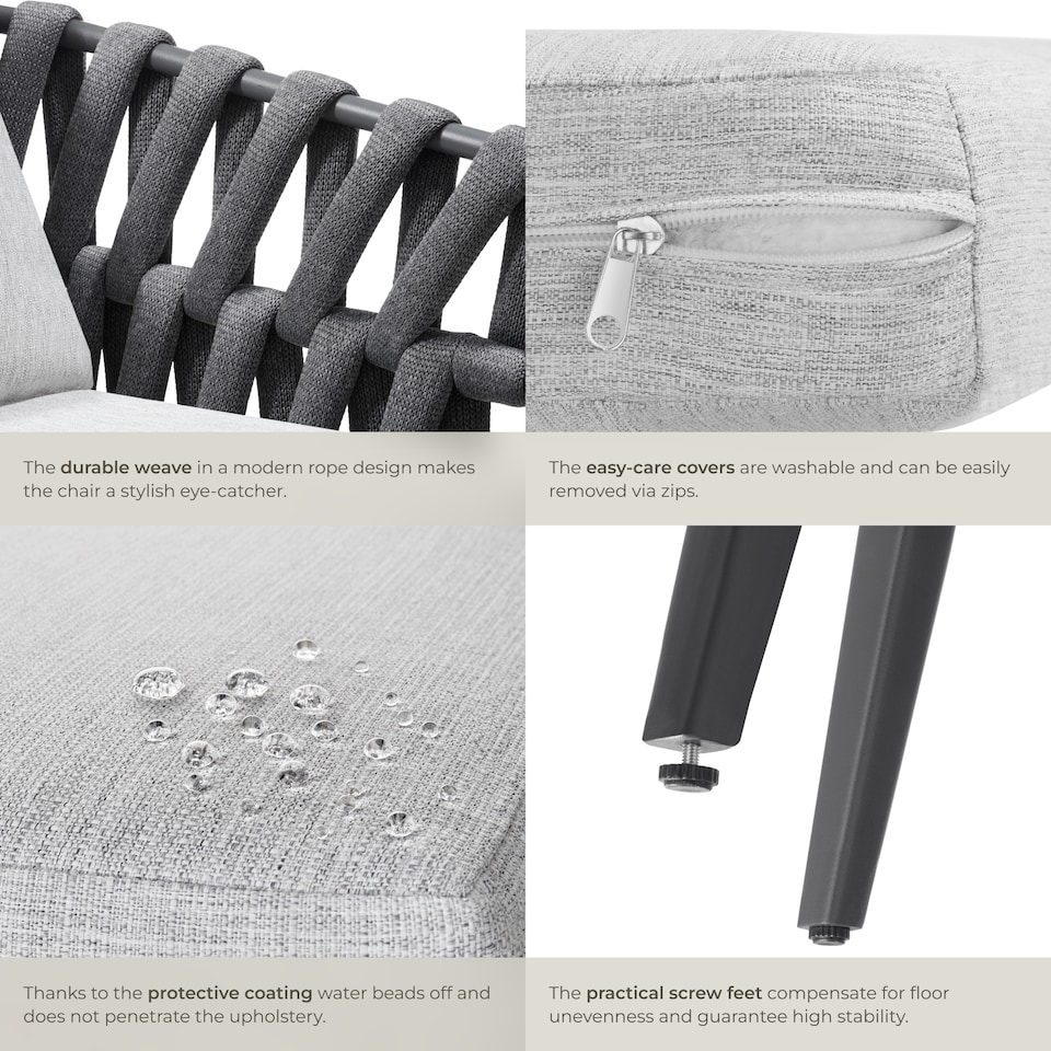 image 1 of Chair Lugano in rope design with aluminum frame | Grey | anthracite | One Size | 1