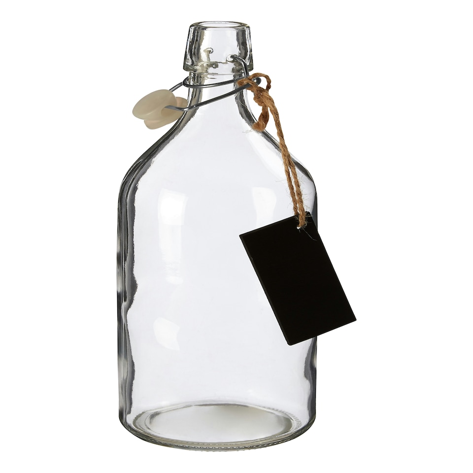 image 1 of Interiors by Premier Crystal Storage Bottle With Pine Wood Lid, Personalized Clear Glassware, Transparent Drinking Bottle