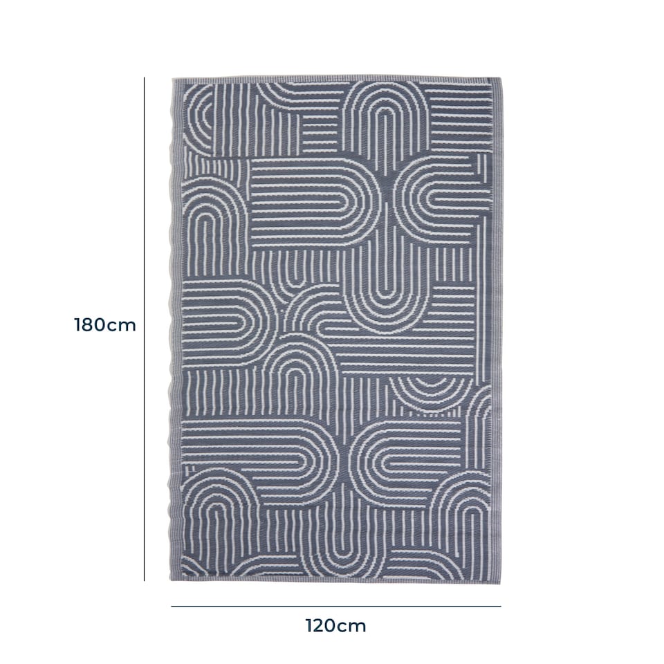 image 1 of Outdoor Plastic Rug Wool-Look Anti-Slip Durable Garden Patio Conservatory Carpet Mat - Grey Arch | Grey | Grey