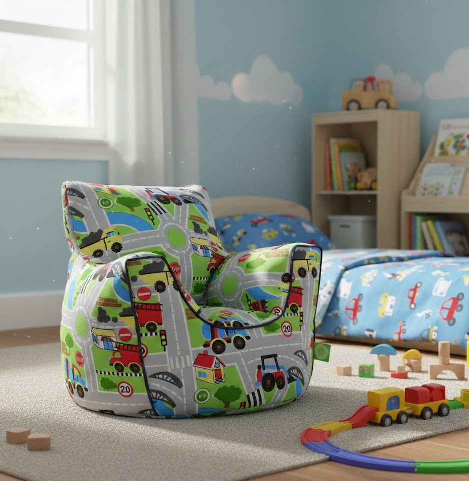 image 1 of Bean Lazy Road Map Bean Bag Armchair Toddler Size