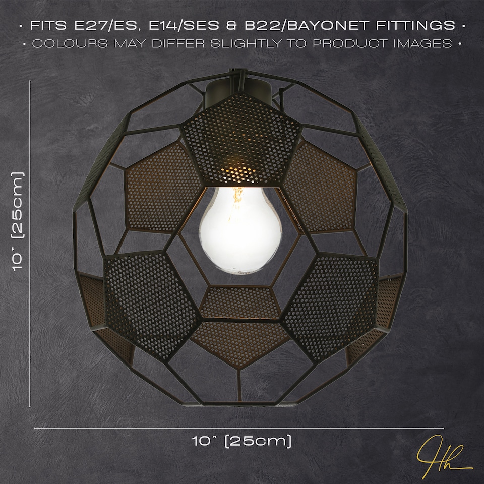 image 1 of Modern Matte Black Football Soccer Pendant Lamp Shade with Laser Cut Holes | Black