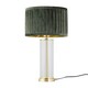 image 2 of Set of 2 Aura - Satin Brass Lamps with Green Pleated Velvet Shades Bronze | Green