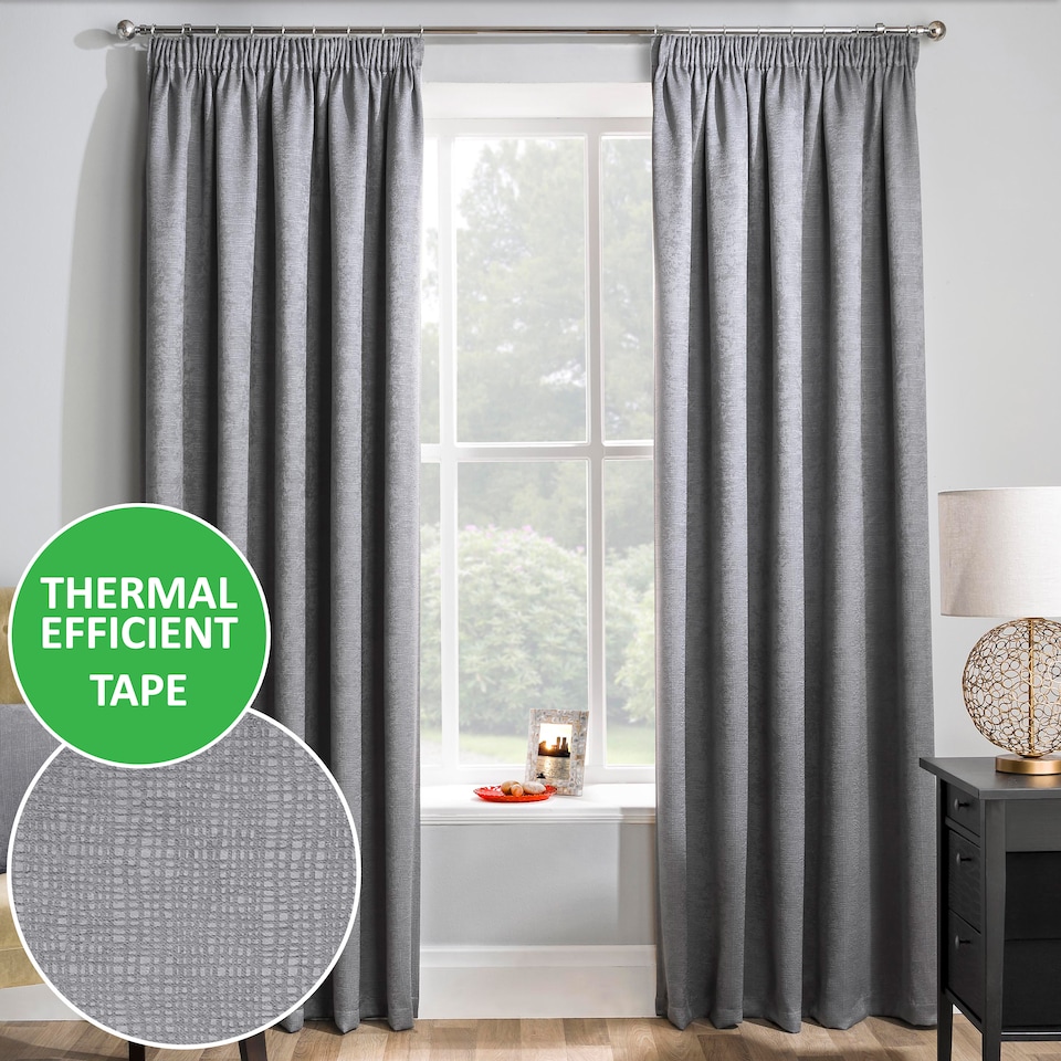 image 1 of Enhanced Living Matrix Grey Silver 66 x 90 inch (168x229cm) Tape Top Thermal Noise reducing Dim Out Curtains (PAIR)