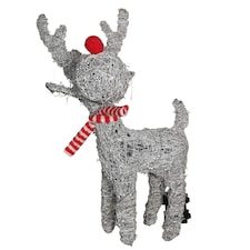 51cm Battery Operated Rattan Woven Blitzen Reindeer with Warm White LEDs