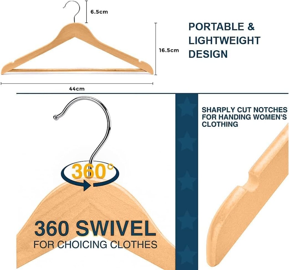 image 1 of Straame Brown Wooden Pack of 20 Hangers Hangers