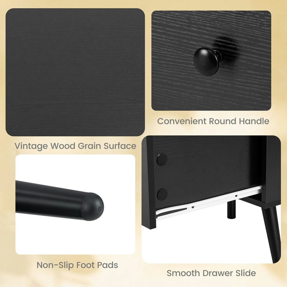 image 1 of COSTWAY 109 CM Coffee Table with Drawer and Storage Shelf Black Black