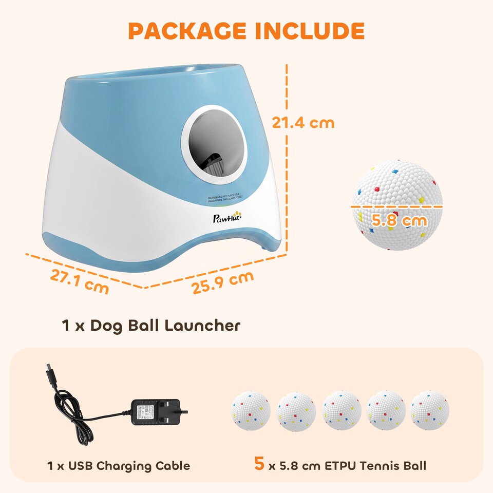 image 1 of PawHut Automatic Dog Ball Launcher with 5 ETPU Balls