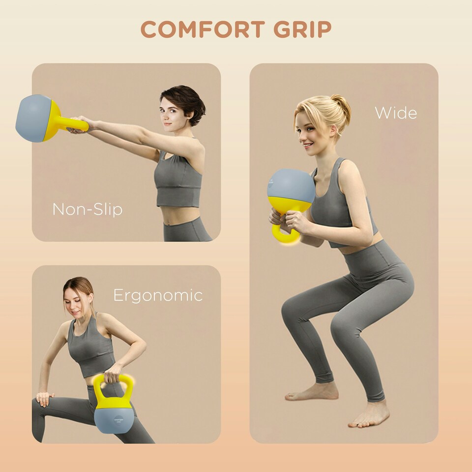 image 1 of SPORTNOW 8KG Kettlebell with Soft Body and Non-Slip Handle, Yellow and Grey Orange | 6