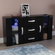 image 1 of Vida Designs Astro 2 Door 3 Drawer LED Sideboard Buffet Cabinet Storage, Black | Black | 1