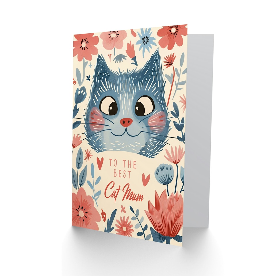 image 1 of Mothers Day Card Best Cat Mum Kitten Flowers