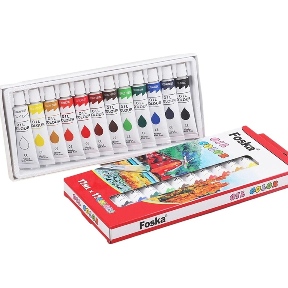 Pack of 12 12ml Professional Quality Oil Colour Paint Tesco Groceries