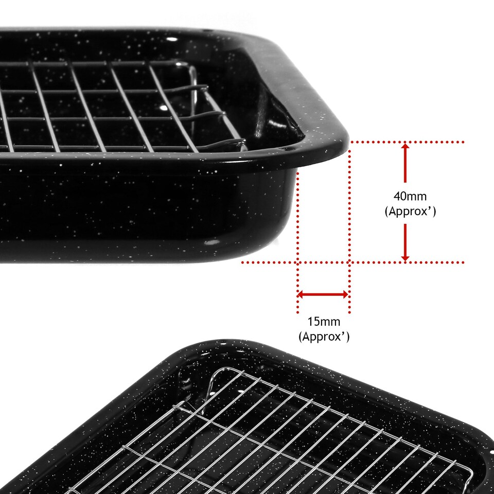 image 1 of SPARES2GO Small Grill Pan, Rack & Detachable Handle for Neff Oven Cookers (Non-Stick Vitreous Enamelled)
