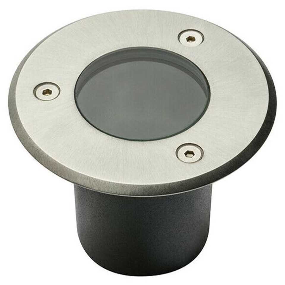 image 1 of CGC Lighting Nola Round Small Stainless Steel Effect Inground Deck Light | Silver | Stainless steel effect | Height: 10 cm, Width: 10 cm, Cut Out: 8.5 cm