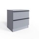image 5 of FWStyle Lania Ripple Ridged 2 Drawer Bedside Table Nightstand Matt Grey