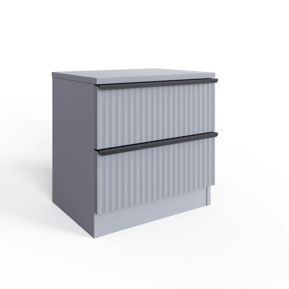 image 1 of FWStyle Lania Ripple Ridged 2 Drawer Bedside Table Nightstand Matt Grey