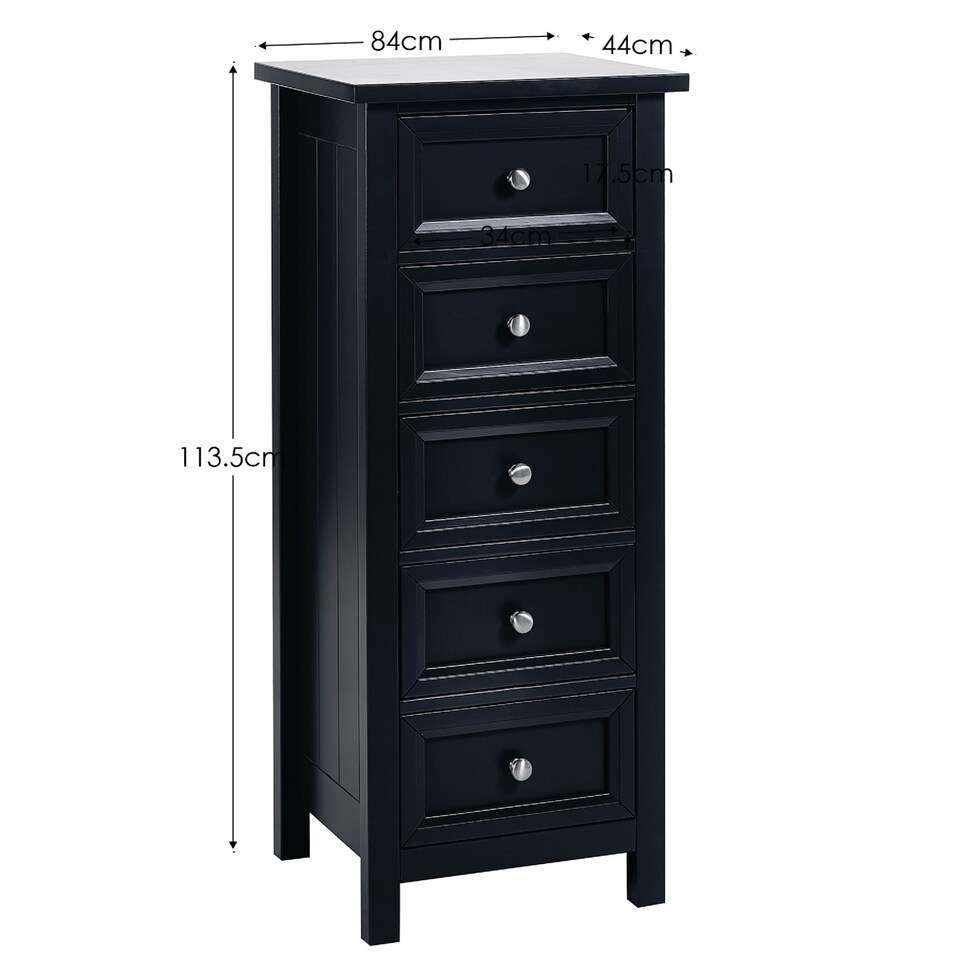 image 1 of Premium Solace 5 Drawer Tall Chest - Anthracite