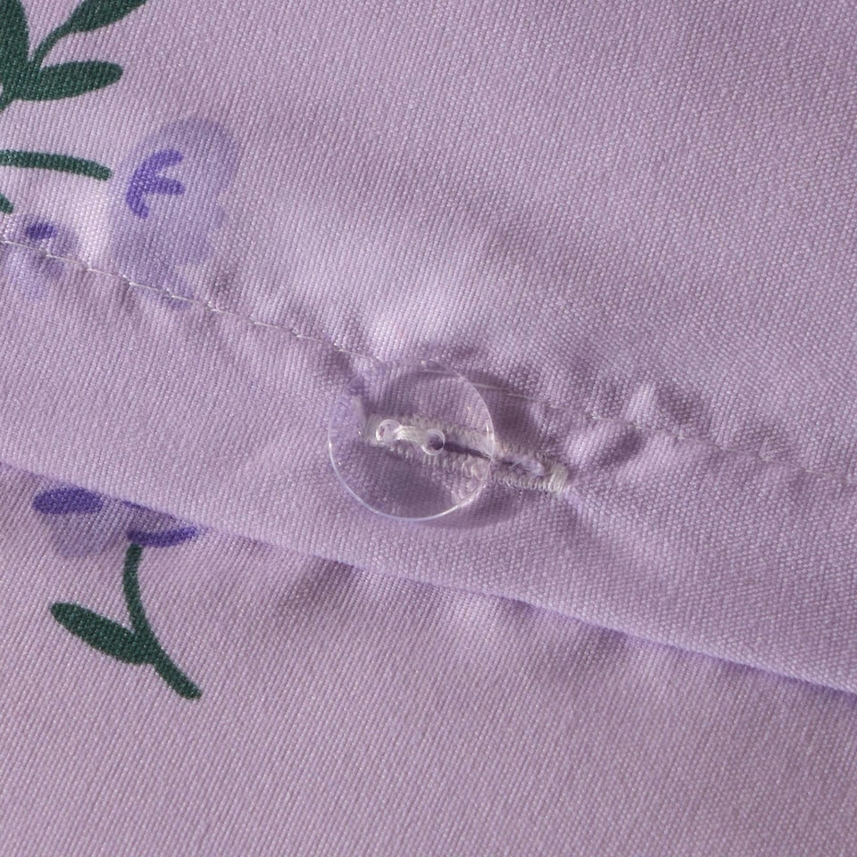 image 1 of OHS Frill Edge Lavender Floral Reversible Print Duvet Cover Bedding Set, Single - Lilac Purple | Lilac | Single